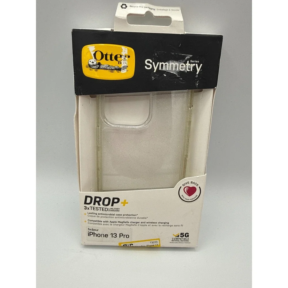 OtterBox Symmetry Case iPhone 13 Pro Clear Glitter New Open Box MagSafe Slim